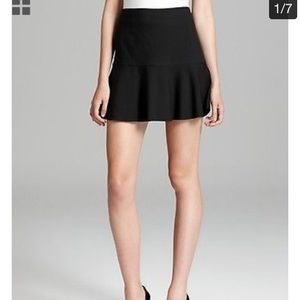 Theory Elegant Black Flared Mini Skirt